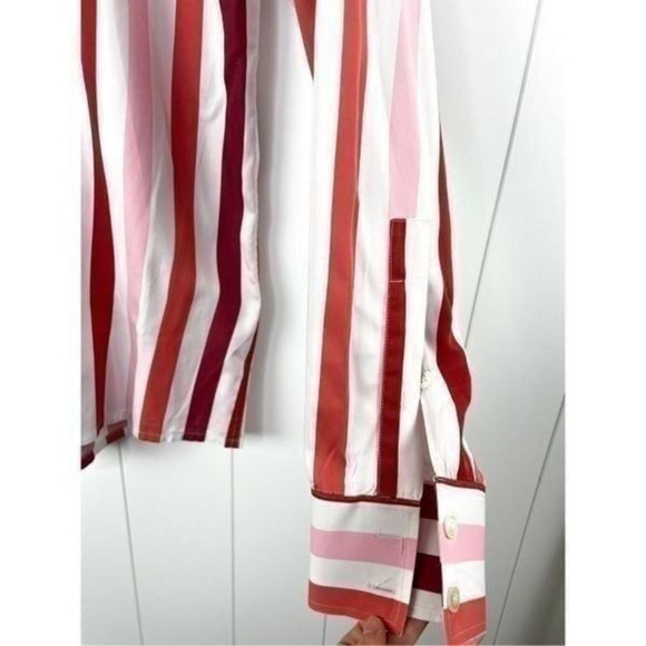 Rykiel Homme Striped Button Down Dress Shirt Valentines Day Red and Pink - Picture 4 of 11